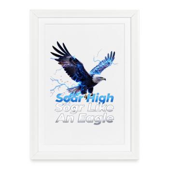 Blue eagle flight with lightning power - Framed poster (27 × 37 cm) - white - Front