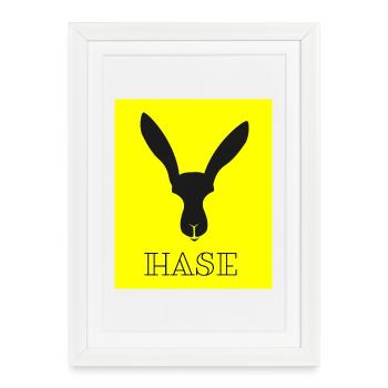 Hase Silhouette Gelb Kontrast - Gerahmtes Poster (27 × 37 cm) - Weiß - Vorne