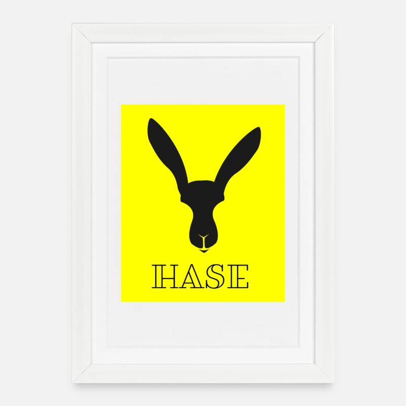 Contraste jaune Bunny Silhouette - Affiche encadrée (27 × 37 cm) - blanc