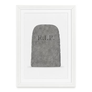Pierre à graver, pierre tombale avec inscription R.I.P. - Affiche encadrée (27 × 37 cm) - blanc - Devant