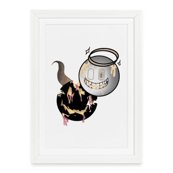 Faces fondantes : Ange et Diable Design - Affiche encadrée (27 × 37 cm) - blanc - Devant