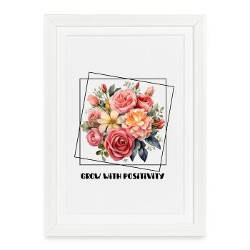 Watercolor rose petal bouquet - Framed poster (27 × 37 cm) - white - Front