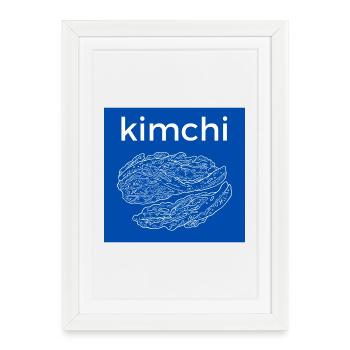 Kimchi Line Style Bleu - Affiche encadrée (27 × 37 cm) - blanc - Devant