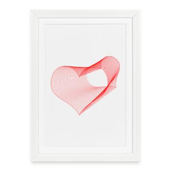 Geometric Heart – Red Generative Line Art - Framed poster (27 × 37 cm) - white - Front