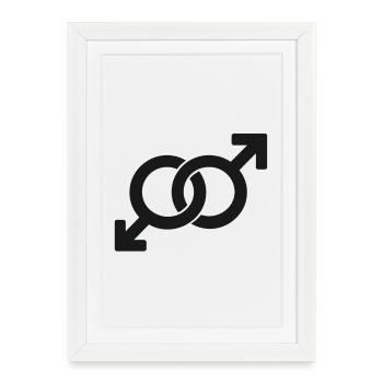 Intertwined Male Symbols - Framed poster (27 × 37 cm) - white - Front