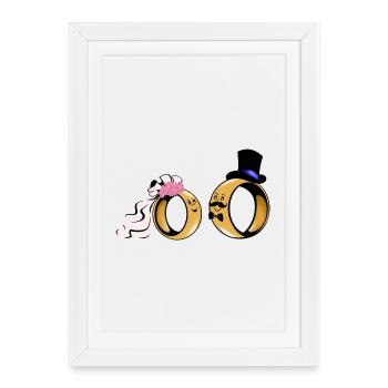 Bridal Rings Duo Love - Framed poster (27 × 37 cm) - white - Front