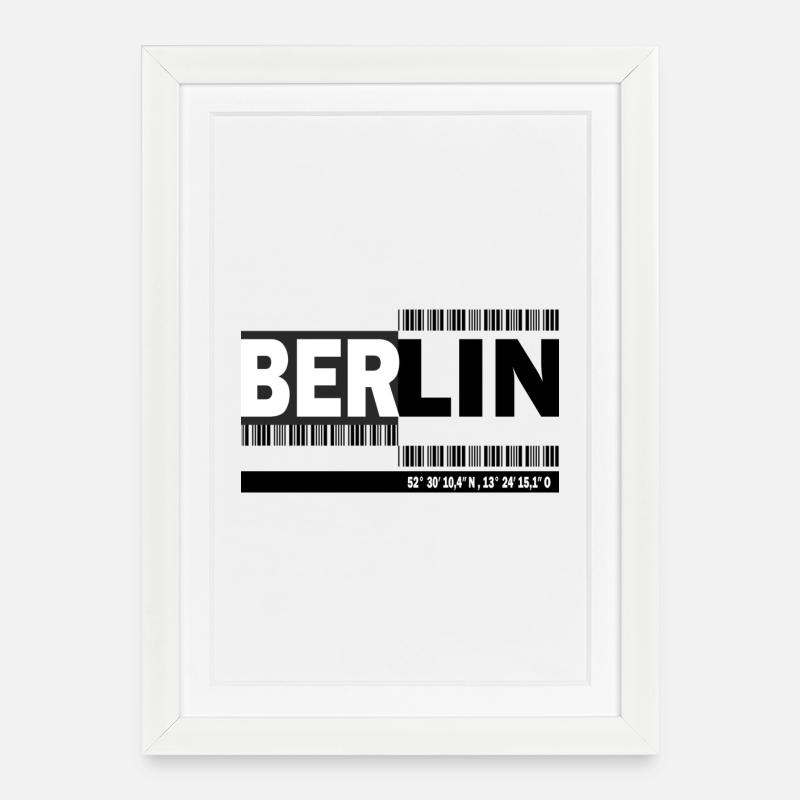 BERLIN - Barcode - Gerahmtes Poster (27 × 37 cm) - Weiß