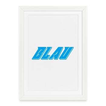 Flux d'énergie bleu abstrait bleu - Affiche encadrée (27 × 37 cm) - blanc - Devant