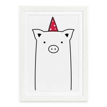 Porc Party - Sau Sauce - Affiche encadrée (27 × 37 cm) - blanc - Devant