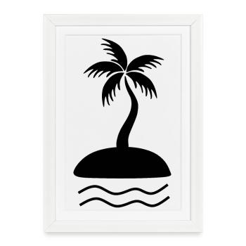 Palmier Noir - Affiche encadrée (27 × 37 cm) - blanc - Devant
