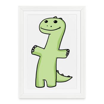 Vert dinosaure - Affiche encadrée (27 × 37 cm) - blanc - Devant