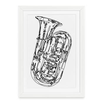 Dessin de tuba - Affiche encadrée (27 × 37 cm) - blanc - Devant