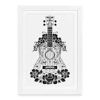 Ukulélé - Affiche encadrée (27 × 37 cm) - blanc - Devant
