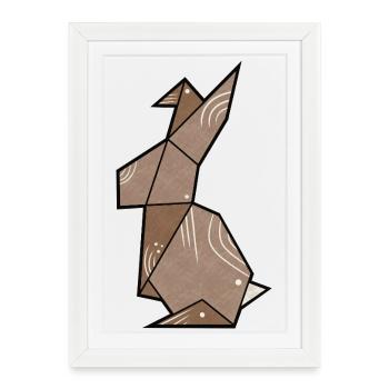 Lapin en origami uni - Affiche encadrée (27 × 37 cm) - blanc - Devant