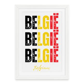 Fierté belge, drapeau de la Belgique - Affiche encadrée (27 × 37 cm) - blanc - Devant