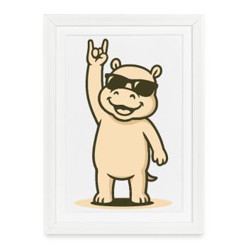 HipHoppo Rocks - Affiche encadrée (27 × 37 cm) - blanc - Devant