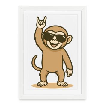 Rock’n’Swing Gibbon Baby - Affiche encadrée (27 × 37 cm) - blanc - Devant