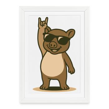 Rocker tapir baby - Framed poster (27 × 37 cm) - white - Front