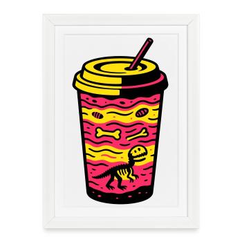Matcha Dino Cup - Framed poster (27 × 37 cm) - white - Front