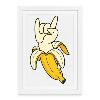 Illustration du geste de la main de la banane - Affiche encadrée (27 × 37 cm) - blanc - Devant