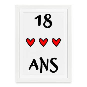 18. 18 ANS. 18e ANNIVERSAIRE. ANNIVERSAIRE 18 ANS. - Affiche encadrée (27 × 37 cm) - blanc - Devant