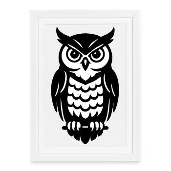 Eulen in Schwarz-Weiß - Gerahmtes Poster (27 × 37 cm) - Weiß - Vorne