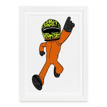 pilote de course - Affiche encadrée (27 × 37 cm) - blanc - Devant
