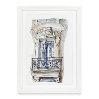 Dessin d'architecture France  - Affiche encadrée (27 × 37 cm) - blanc - Devant