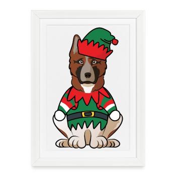 American Akita Elf Costume Christmas Dog Outfit - Framed poster (27 × 37 cm) - white - Front