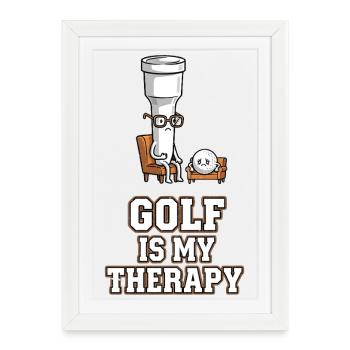 Golf is my therapy - Framed poster (27 × 37 cm) - white - Front