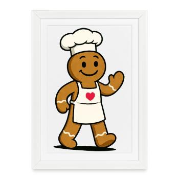 Cuisinier en pain d’épices - Affiche encadrée (27 × 37 cm) - blanc - Devant