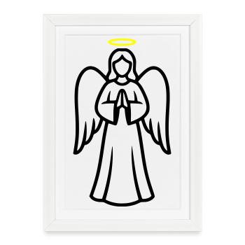 ange-ange-aile-silhouette-simple-1 - Affiche encadrée (27 × 37 cm) - blanc - Devant