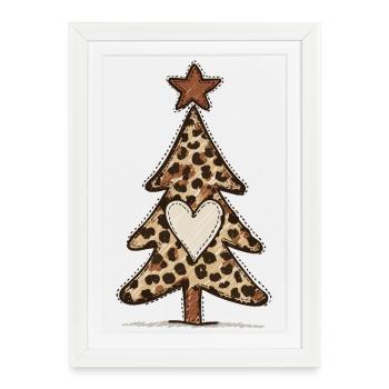 Leoprint Weihnachtsbaum - Leomuster - Gerahmtes Poster (27 × 37 cm) - Weiß - Vorne