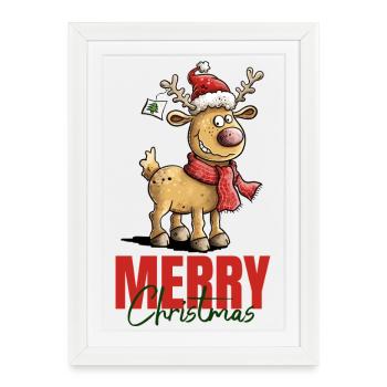 Joyeux Noël Rennes, Noël - Affiche encadrée (27 × 37 cm) - blanc - Devant