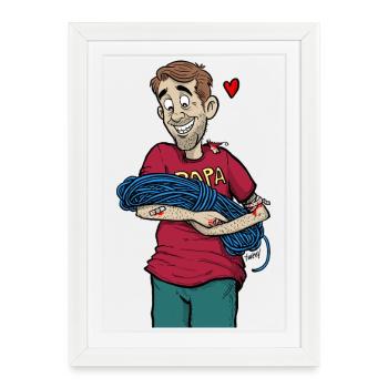 Papa_Climber - Affiche encadrée (27 × 37 cm) - blanc - Devant