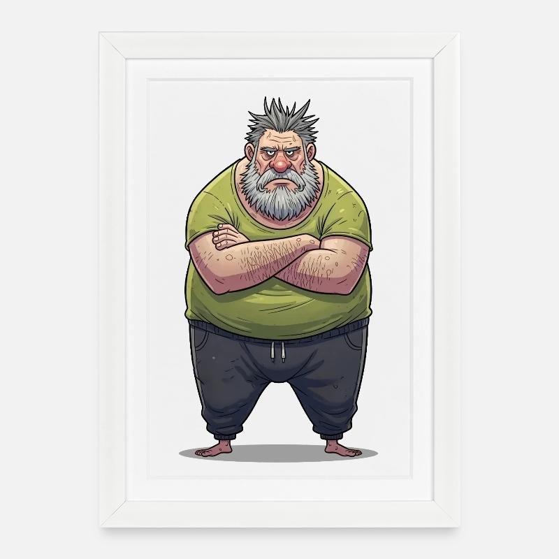 Dessin animé géant grognonneux - Affiche encadrée (27 × 37 cm) - blanc