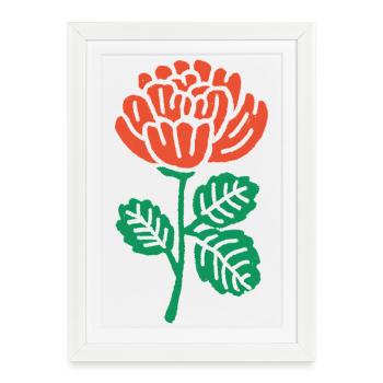 Orange Rose Illustration - Affiche encadrée (27 × 37 cm) - blanc - Devant
