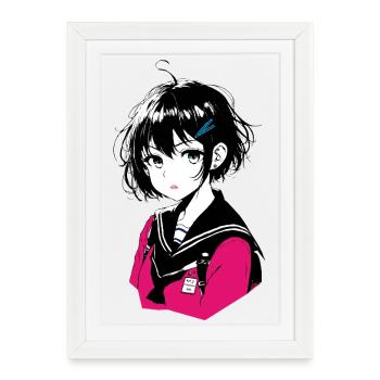 Uniforme de marin rose de la Manga Girl - Affiche encadrée (27 × 37 cm) - blanc - Devant