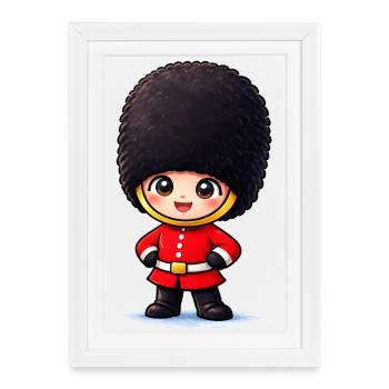 Niedlicher London Palastwächter Cartoon - Affiche encadrée (27 × 37 cm) - blanc - Devant