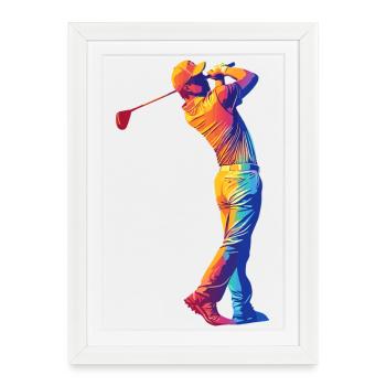 Swing arc-en-ciel du golfeur - Affiche encadrée (27 × 37 cm) - blanc - Devant