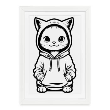 Kitten in a hoodie - Framed poster (27 × 37 cm) - white - Front