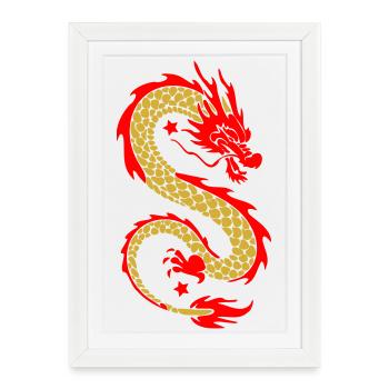 Emblème de la Flamme du Dragon Doré - Affiche encadrée (27 × 37 cm) - blanc - Devant