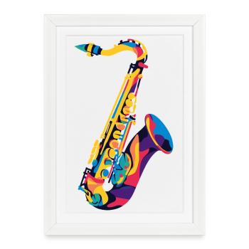 ColorSaxophone Art Print - Framed poster (27 × 37 cm) - white - Front