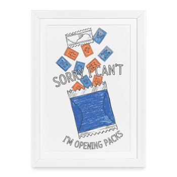 Désolé, je ne peux pas, j’ouvre les packs de cartes à collectionner - Affiche encadrée (27 × 37 cm) - blanc - Devant