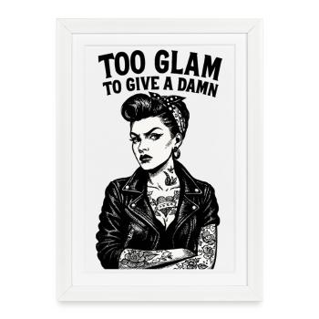 Pin-Up Rockabella : Fille tatouée hors-la-loi & veste en cuir - Affiche encadrée (27 × 37 cm) - blanc - Devant