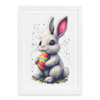 Papa Lapin de Pâques partenaire de Pâques Look de Pâques - Affiche encadrée (27 × 37 cm) - blanc - Devant