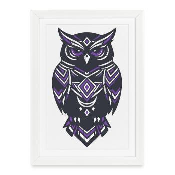 Geometric Owl Inspiration in Purple - Framed poster (27 × 37 cm) - white - Front