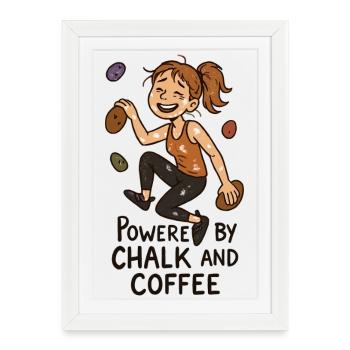 Bloc, craie et café : Humor Grimpeur fatigué - Affiche encadrée (27 × 37 cm) - blanc - Devant