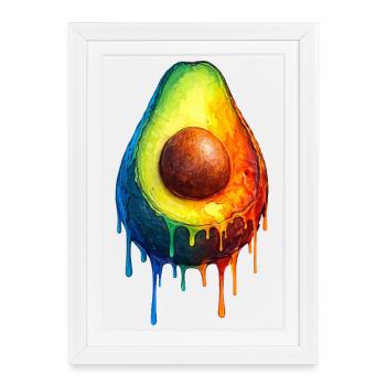 Avocado with a colorful gradient - Framed poster (27 × 37 cm) - white - Front