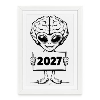 Alien with a brain - Framed poster (27 × 37 cm) - white - Front